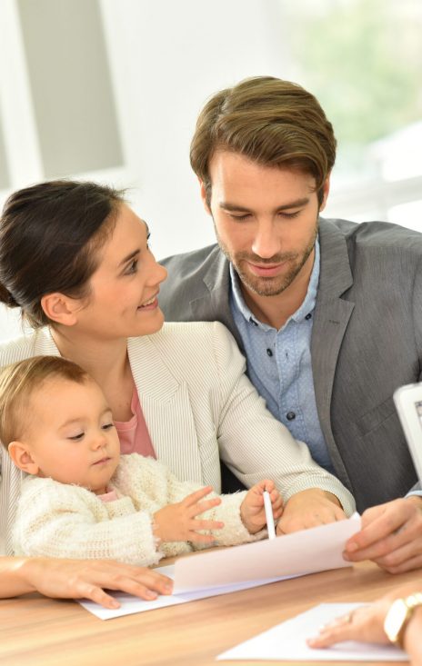 Family meeting real-estate agent for house investment